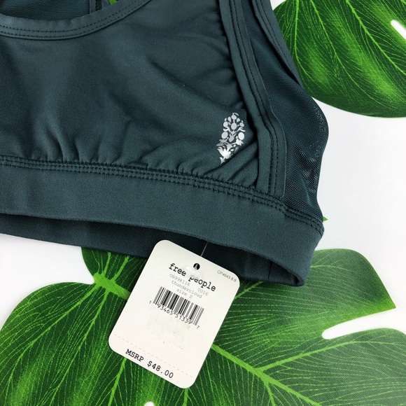 FREE PEOPLE Green NWT Sports Bra w/Mesh Detail XS - Picture 10 of 12